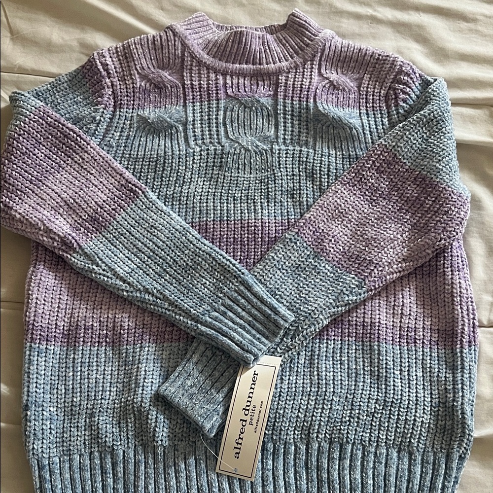 Alfred Dunner Women's Lavender and Gray Knit Sweater